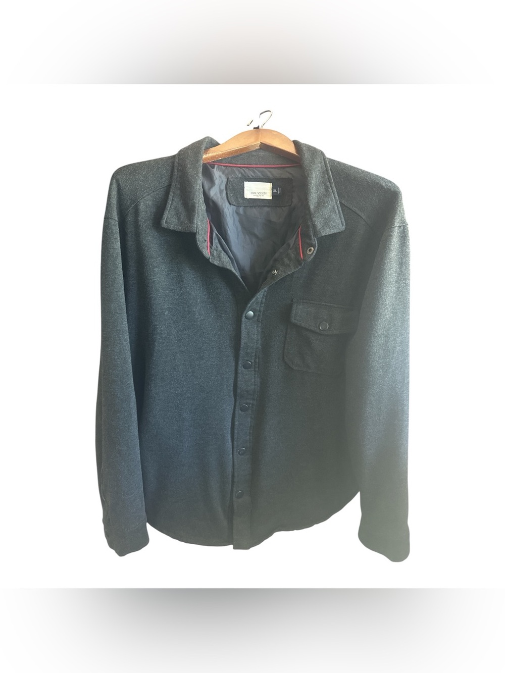 Civil Society Gray Button-Down Shirt Jacket Front Button Pocket Winter Coat XL